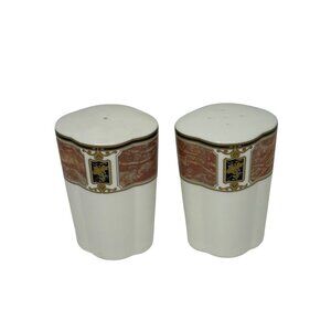 VTG Mikasa Barclay Square Salt & Pepper Shakers Marbled Pink Gold Trim Japan